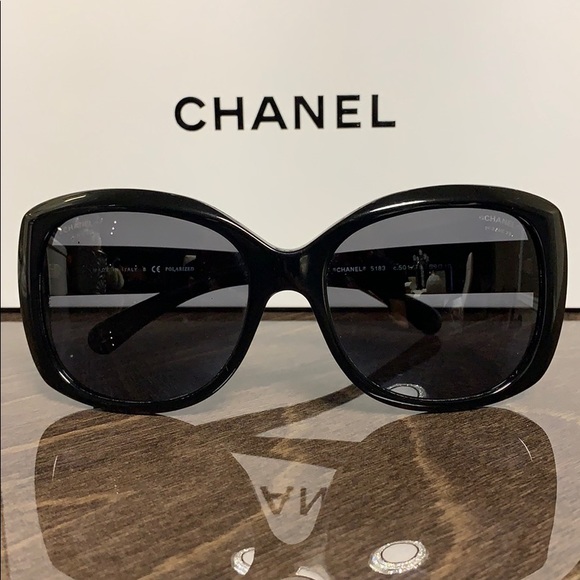 CHANEL Accessories - CHANEL CC Logo Polarized Sunglasses 5183 Black